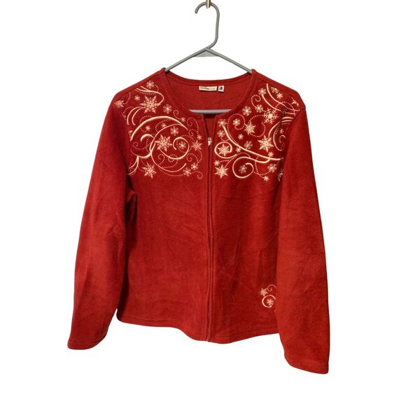 croft & barrow Sweaters - Vintage Y2k Croft & Barrow Womens Size Medium Full Zip Fleece Coat Jacket Snowfl